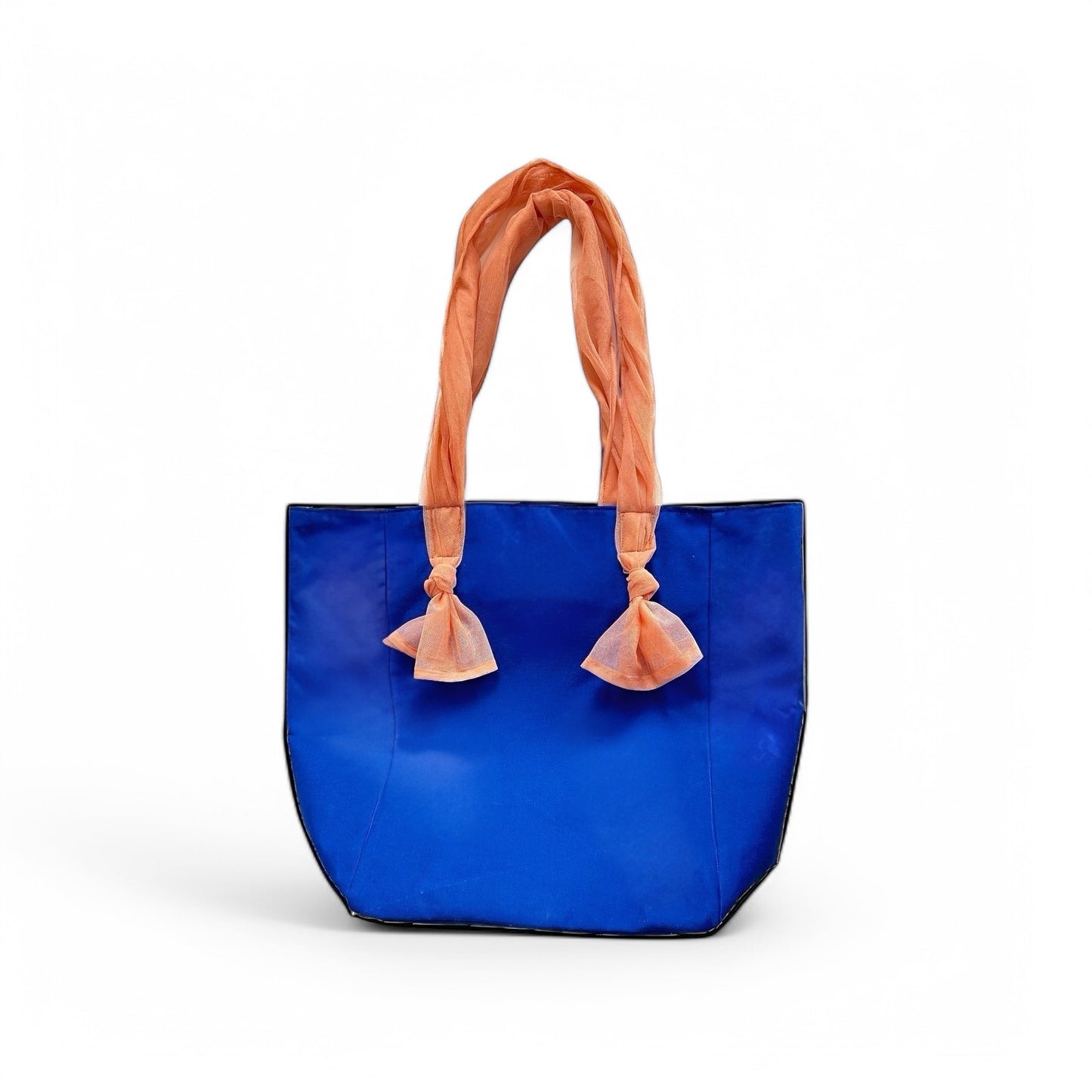 Bolso Azul Añil con Mangos de Nudos en Color Nude - Diseñado por Ruth Yeniria
