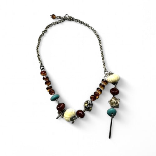 Collar bohemio con piedras azul turquesa, ámbar y detalles naturales de libélula y estrella alambrada (Colección Edición Limitada) pieza sostenible talla Nuevo