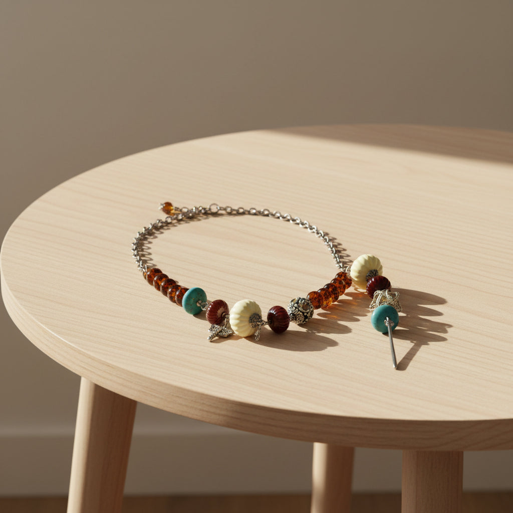 Collar bohemio con piedras azul turquesa, ámbar y detalles naturales de libélula y estrella alambrada (Colección Edición Limitada) pieza sostenible talla Nuevo
