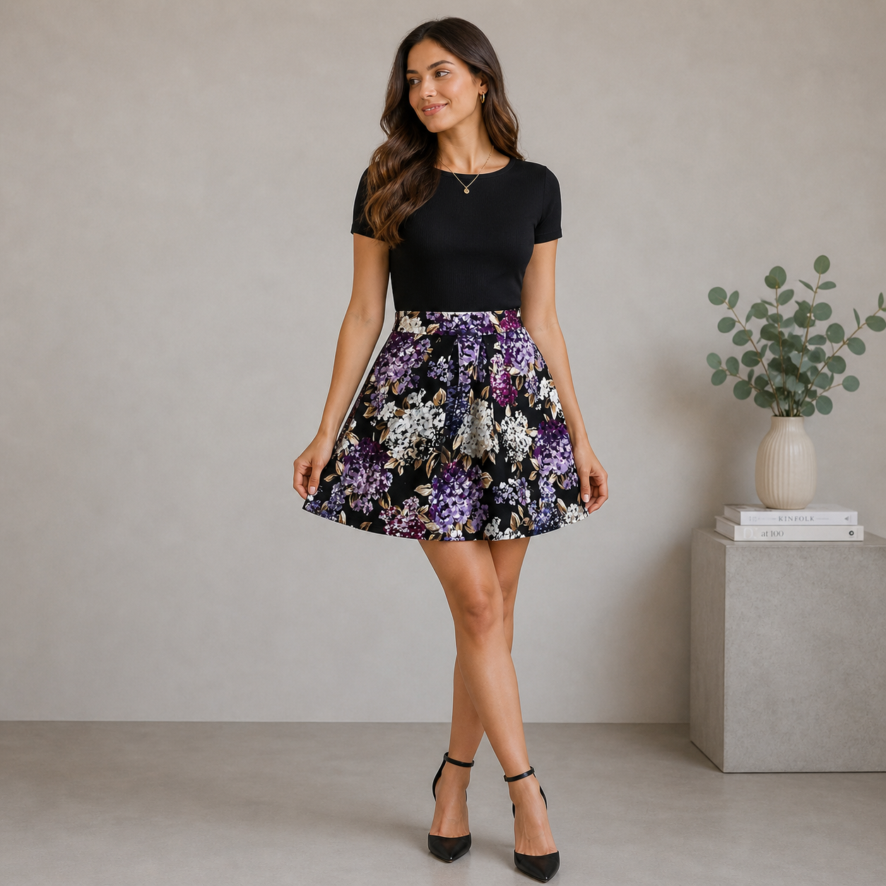 Falda marca White House and Black Marker de flores talla 4