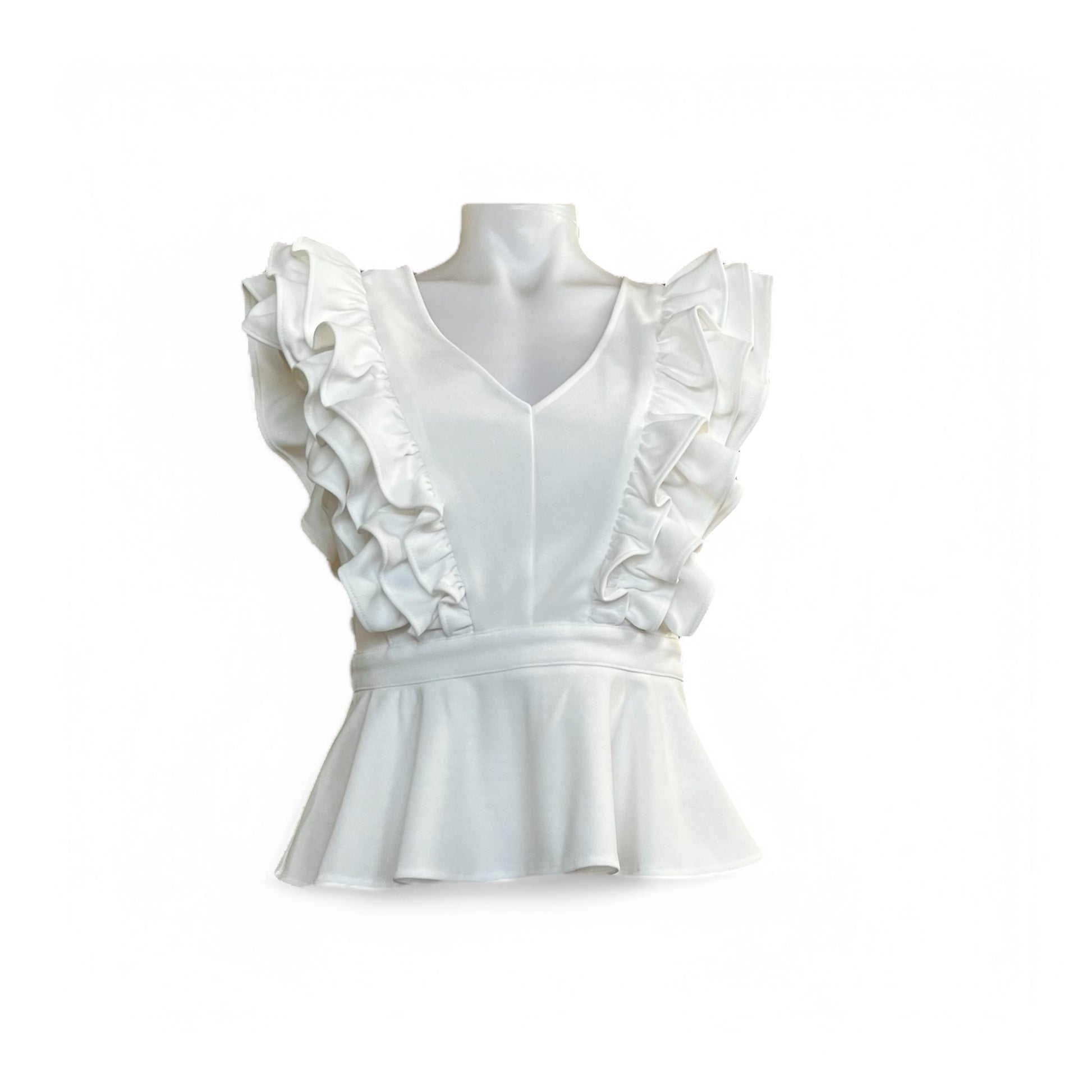 blusa blanca con volantes pieza sostenible talla Default Title