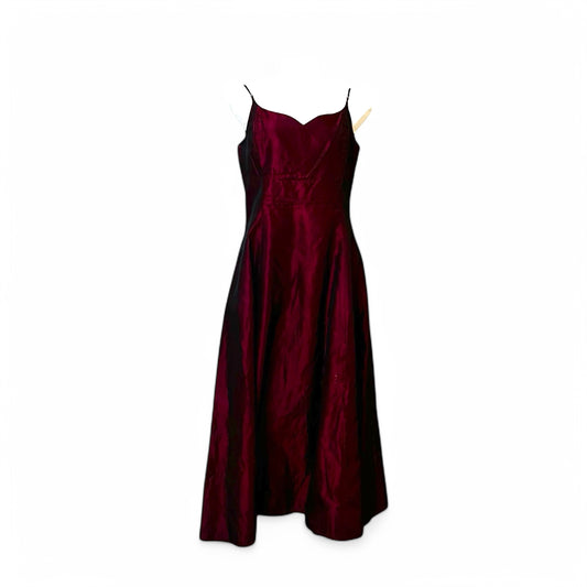 Vestido Preloved de Fiesta Satinado Vino Talla 11 - Lindissima by Jessica McClintock pieza sostenible talla Rojo