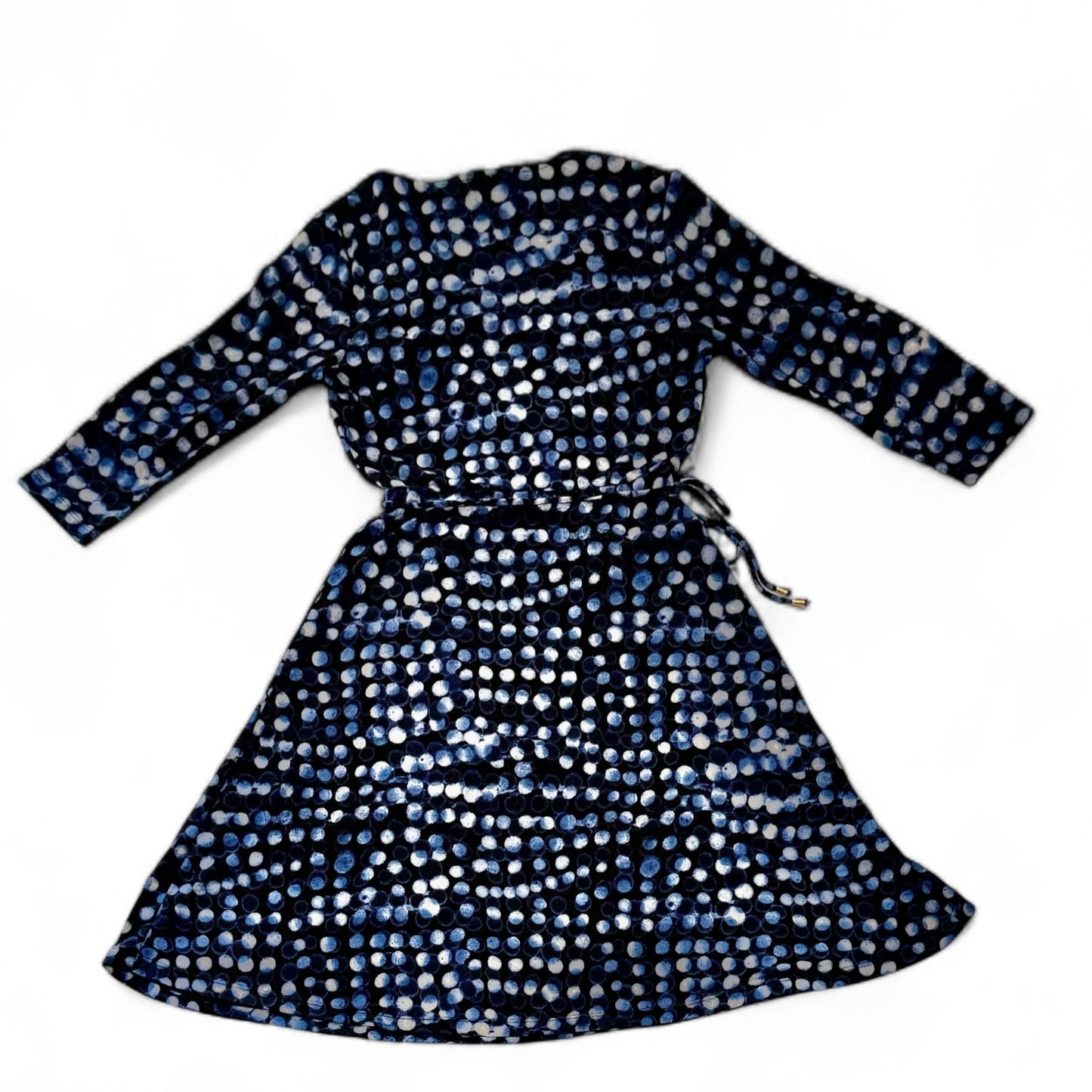 Vestido Cruzado Azul Noche con Estampado Artístico Talla S