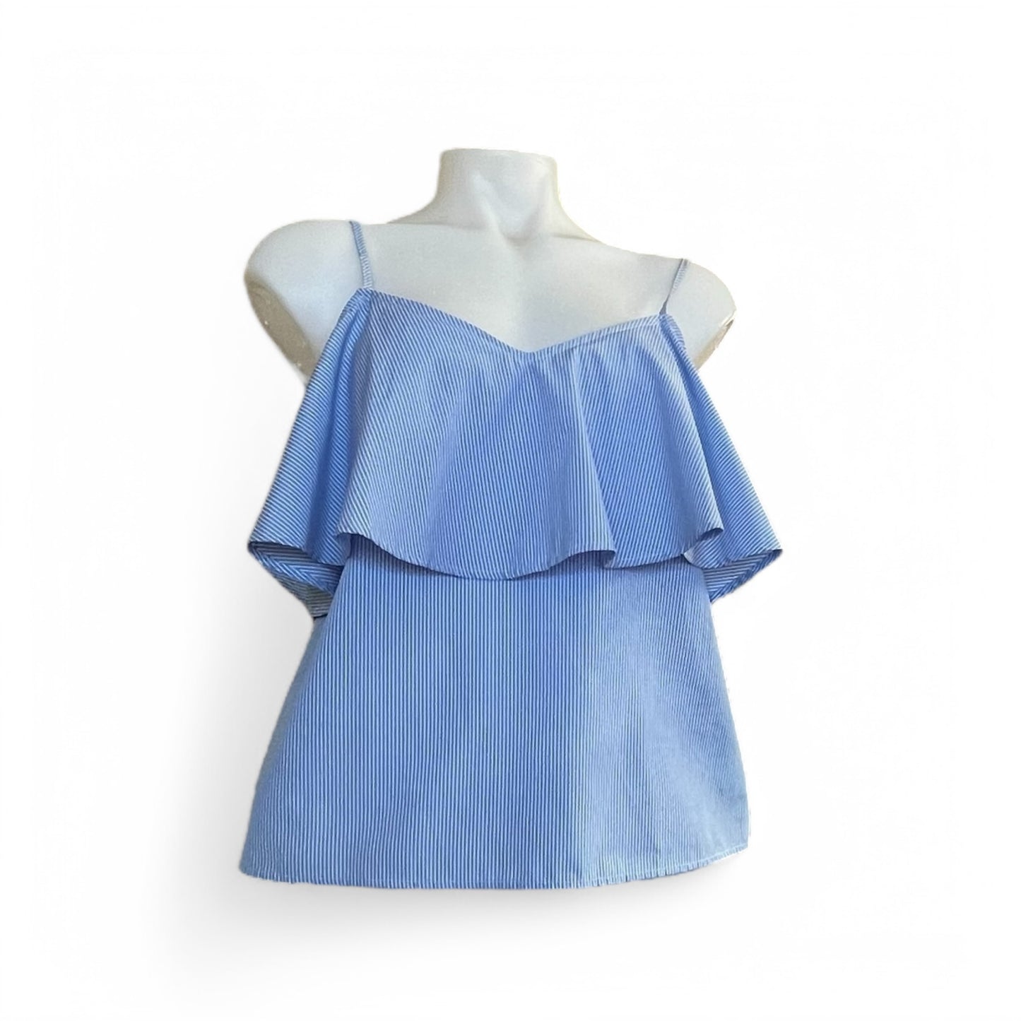 Blusa azul con volantes en el hombre pieza sostenible talla Default Title