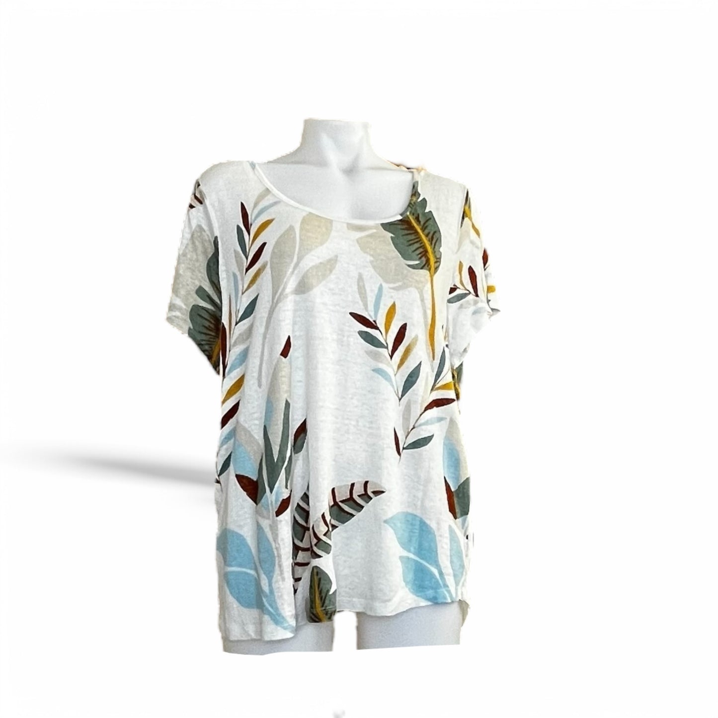 Blusa boho con estampado de hojas y flores pieza sostenible talla Default Title