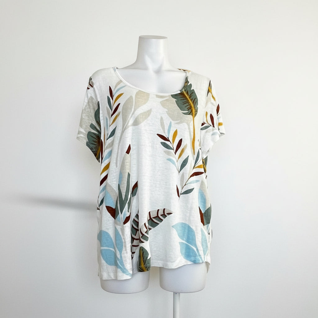 Blusa boho con estampado de hojas y flores pieza sostenible talla Default Title