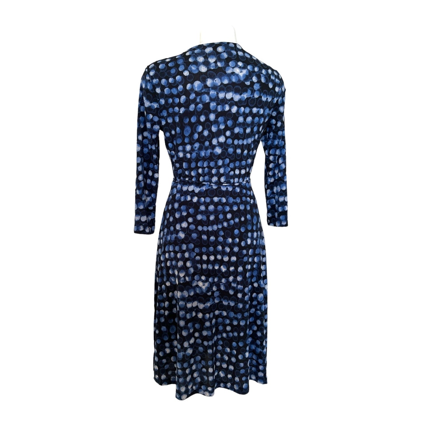 Vestido Cruzado Azul Noche con Estampado Artístico Talla S
