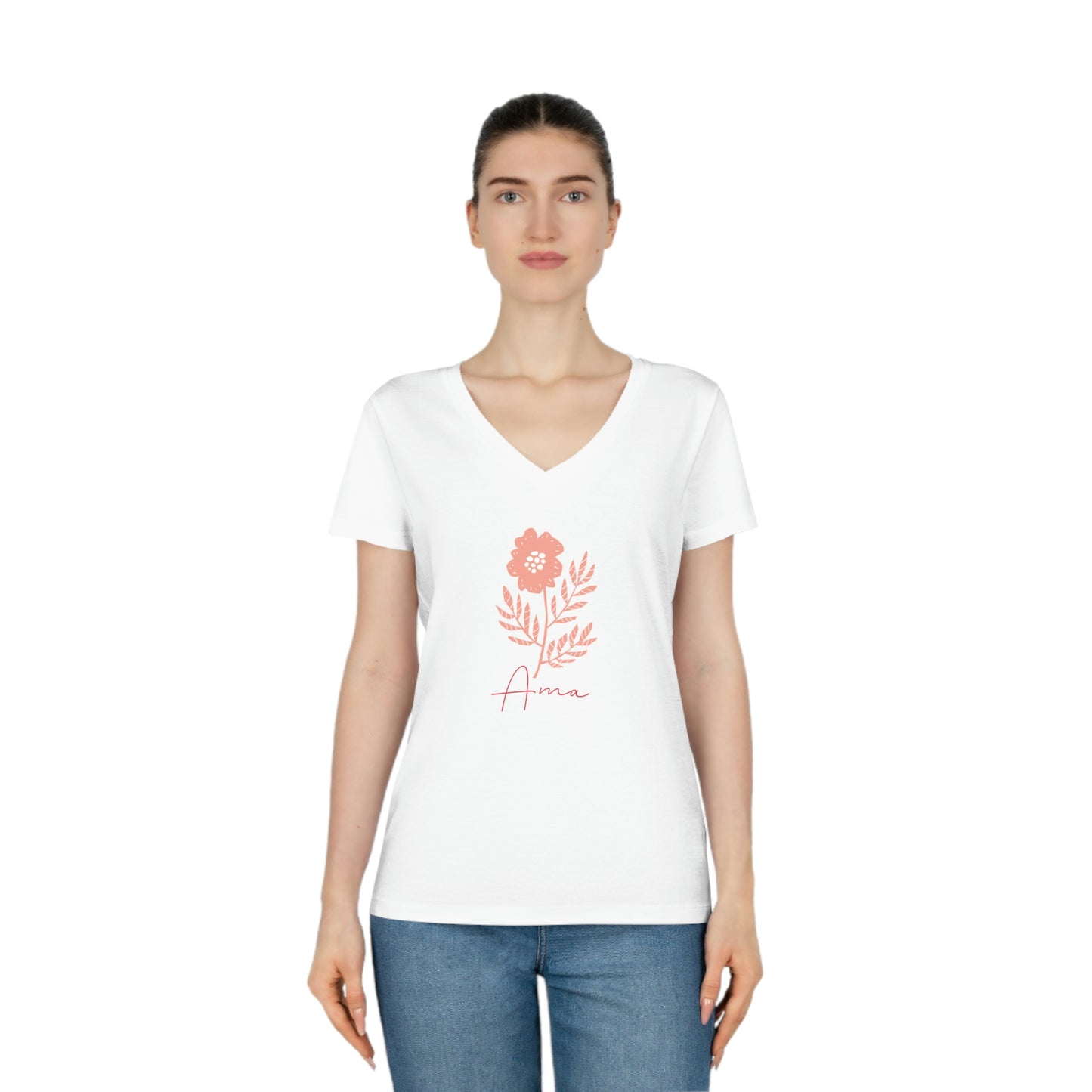 Women's Evoker V-Neck T-Shirt pieza sostenible talla White