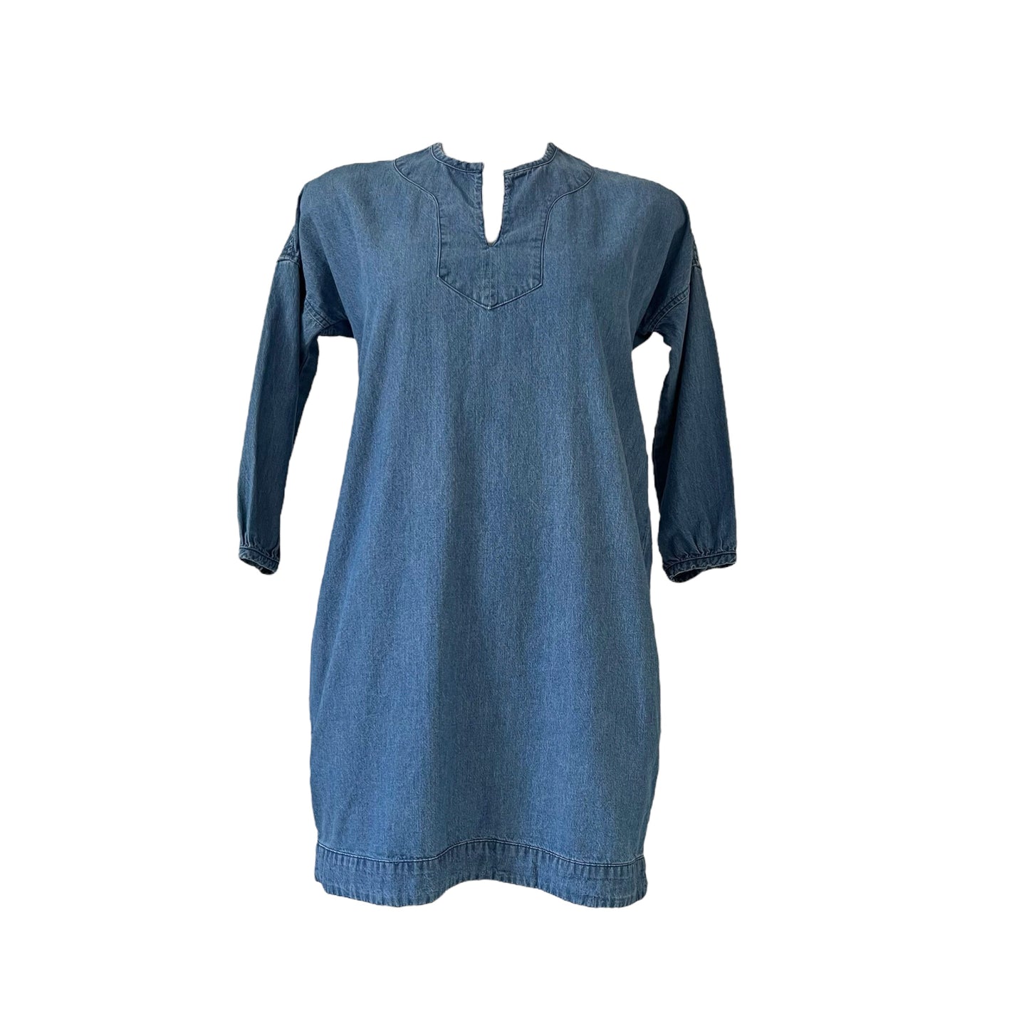 Vestido R1893 Missy Chambray: Elegancia Casual en Denim Azul Corto