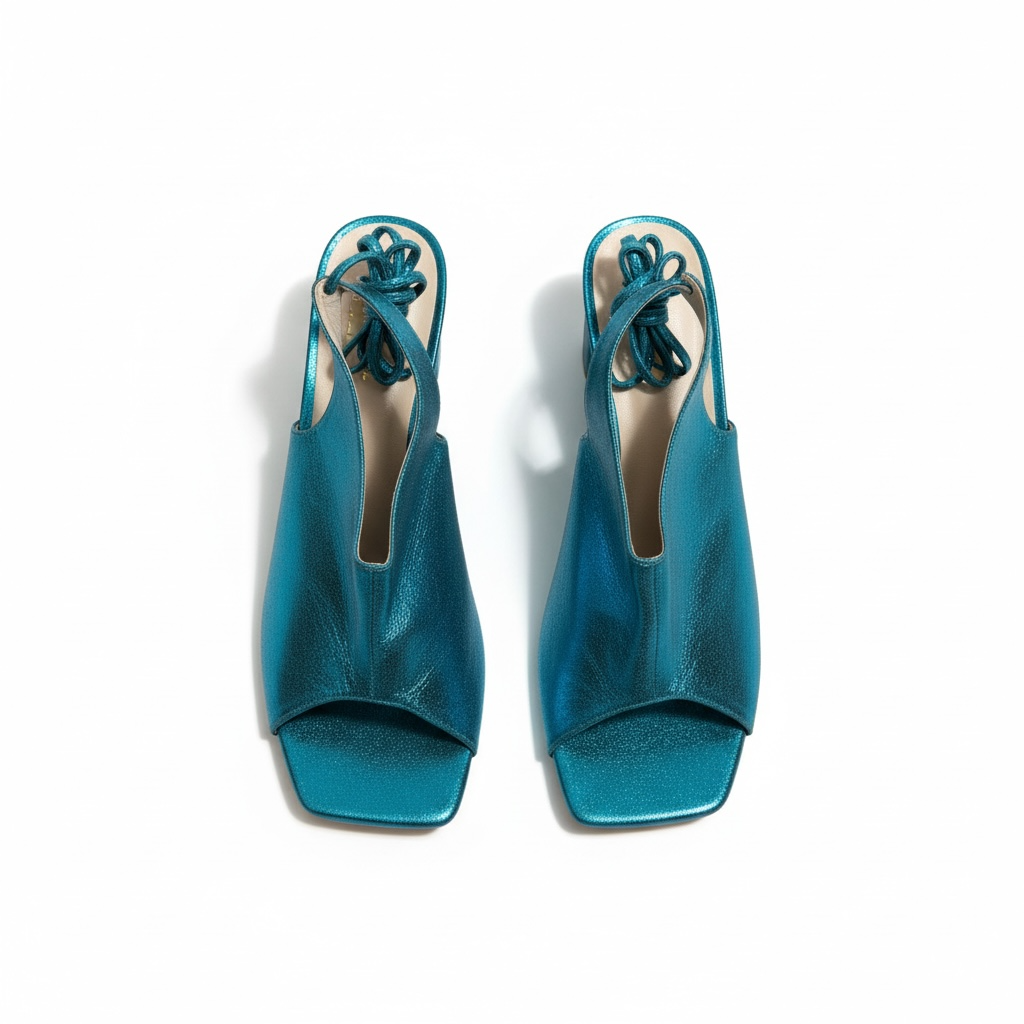 Teal Metallic Mules