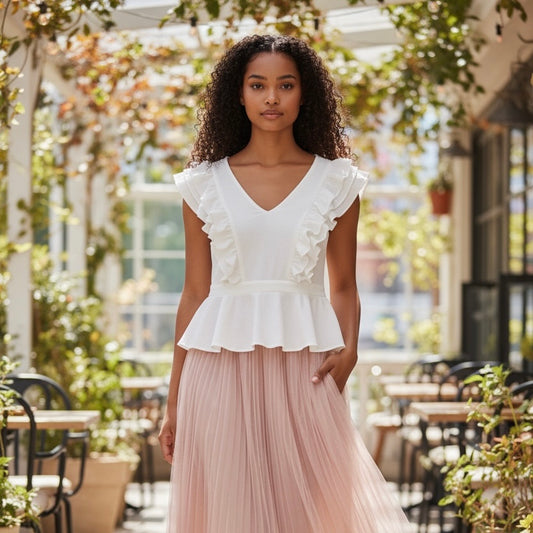 Blusa blanca con volantes
