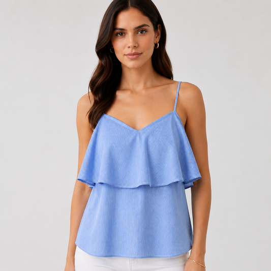 Blusa azul de manguillos