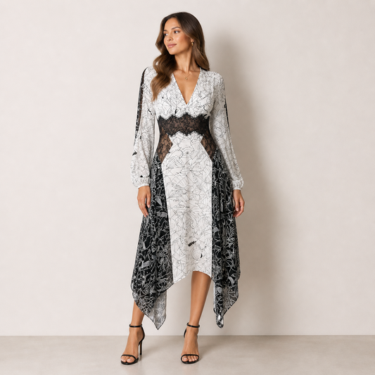 Vestido formal con volantes en los extremos