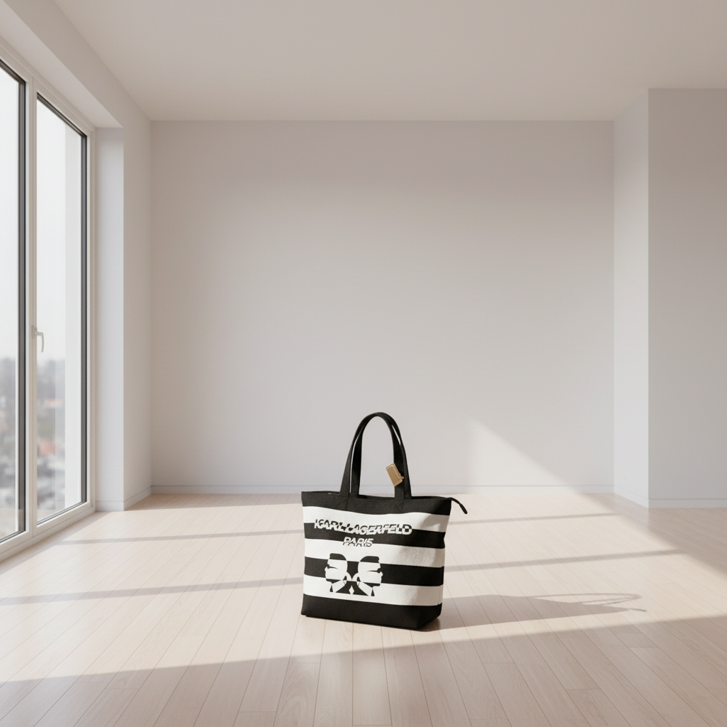 Karl Lagerfeld Paris Black & White Striped Tote Bag – Preloved