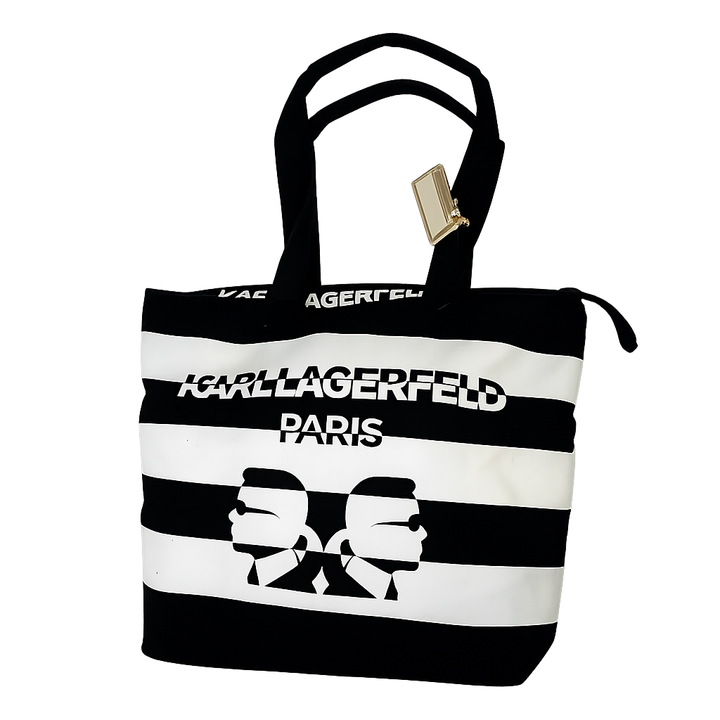 Karl Lagerfeld Paris Black & White Striped Tote Bag – Preloved