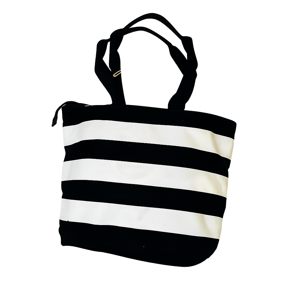 Karl Lagerfeld Paris Black & White Striped Tote Bag – Preloved