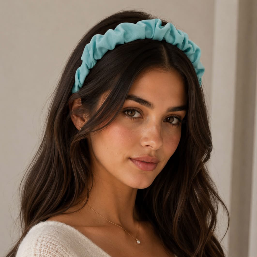 Diadema Turquesa Fruncida