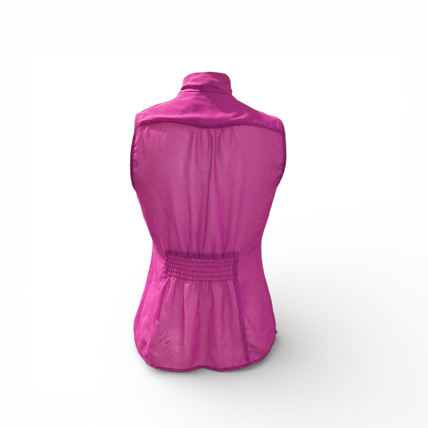 Blusa Fucsia Transparente con Lazo y Volantes