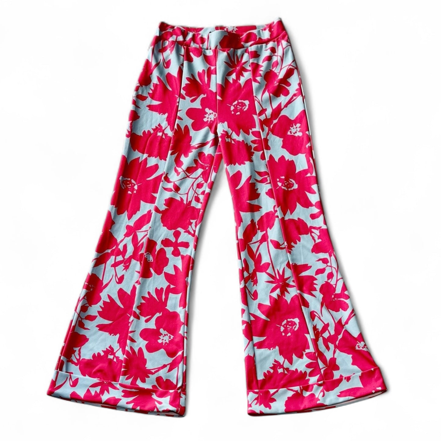 Pantalón Estampado Floral Retro con Pierna Ancha | Toque Boho Chic, Talla M