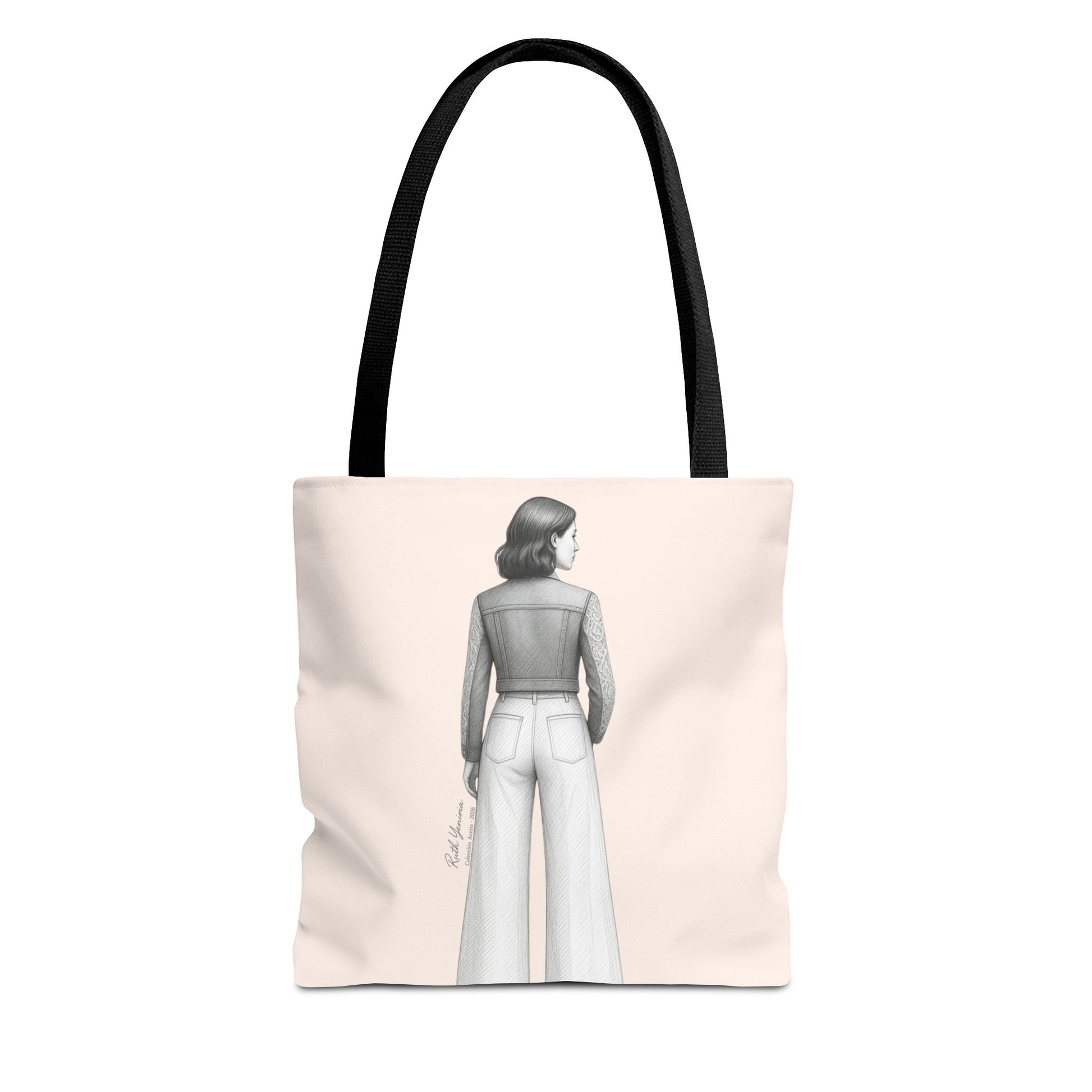 Tote bag PREPARACIÓN color neutro con ilustración femenina elegante simbolizando disciplina y propósito colección Aceite Bohntage
