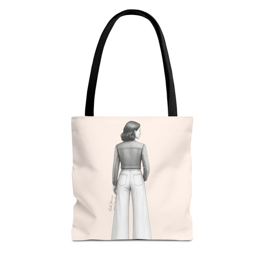 Tote bag PREPARACIÓN color neutro con ilustración femenina elegante simbolizando disciplina y propósito colección Aceite Bohntage