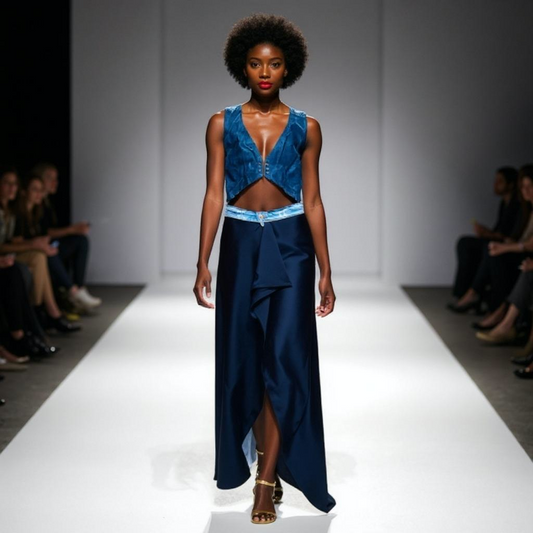 Set Chaleco + Falda Denim – Colección Parousía
